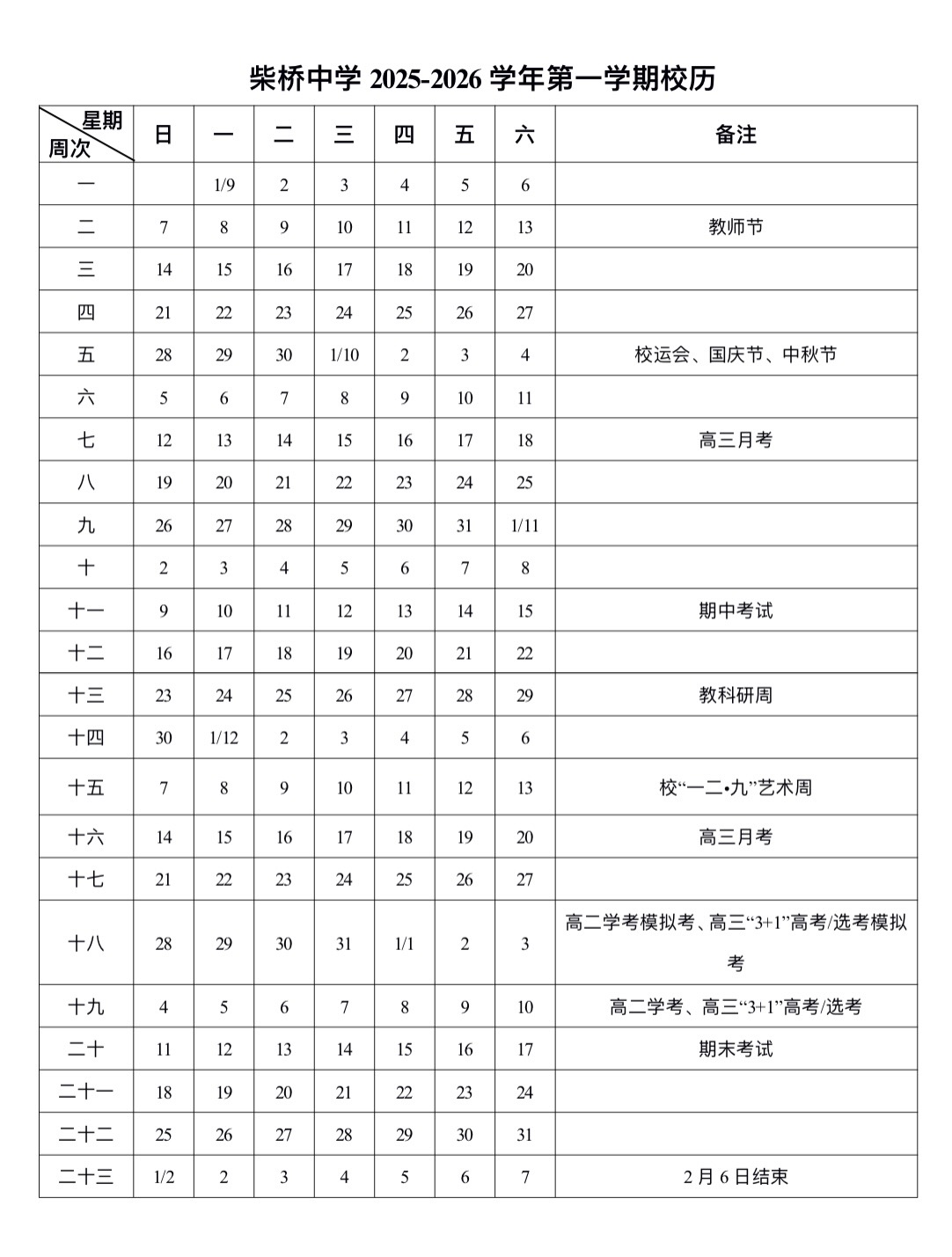 校历